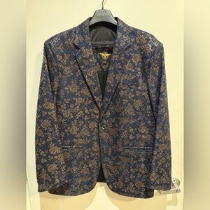 Freeborn Designs - Floral Patterned Blue and Copper Blazer (sz 46)